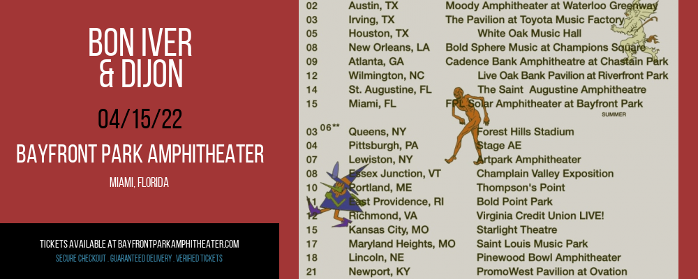 Bon Iver & Dijon at Bayfront Park Amphitheater tickets Bon Iver & Dijon at Bayfront Park Amphitheater